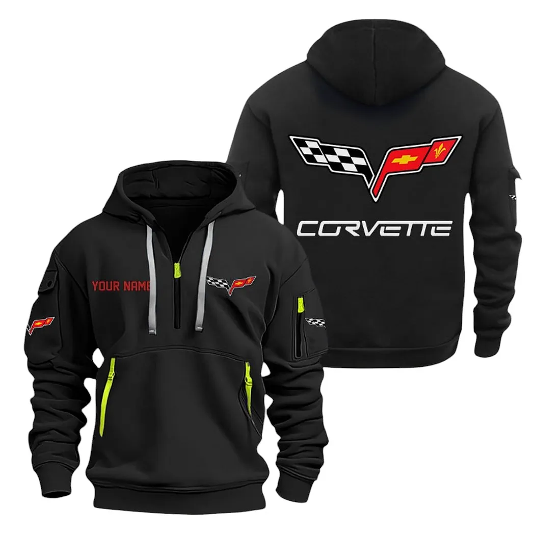 Corvette C6 Half Zip Hoodie For Men, Gift For Corvette C6 Lovers CAR20022125706 - Black