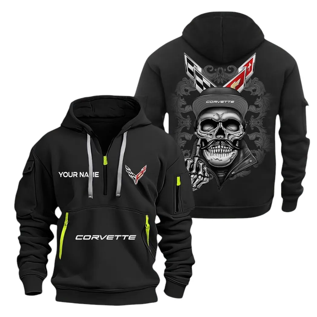 Corvette Half Zip Hoodie For Men, Gift For Corvette Fan CAR166022625111 - Black