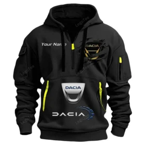 Dacia Half Zip Hoodie CAR113021425845, Best Gift for Him, Husband, Boyfriend - Black