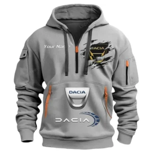 Dacia Half Zip Hoodie CAR113021425845, Best Gift for Him, Husband, Boyfriend - Gray