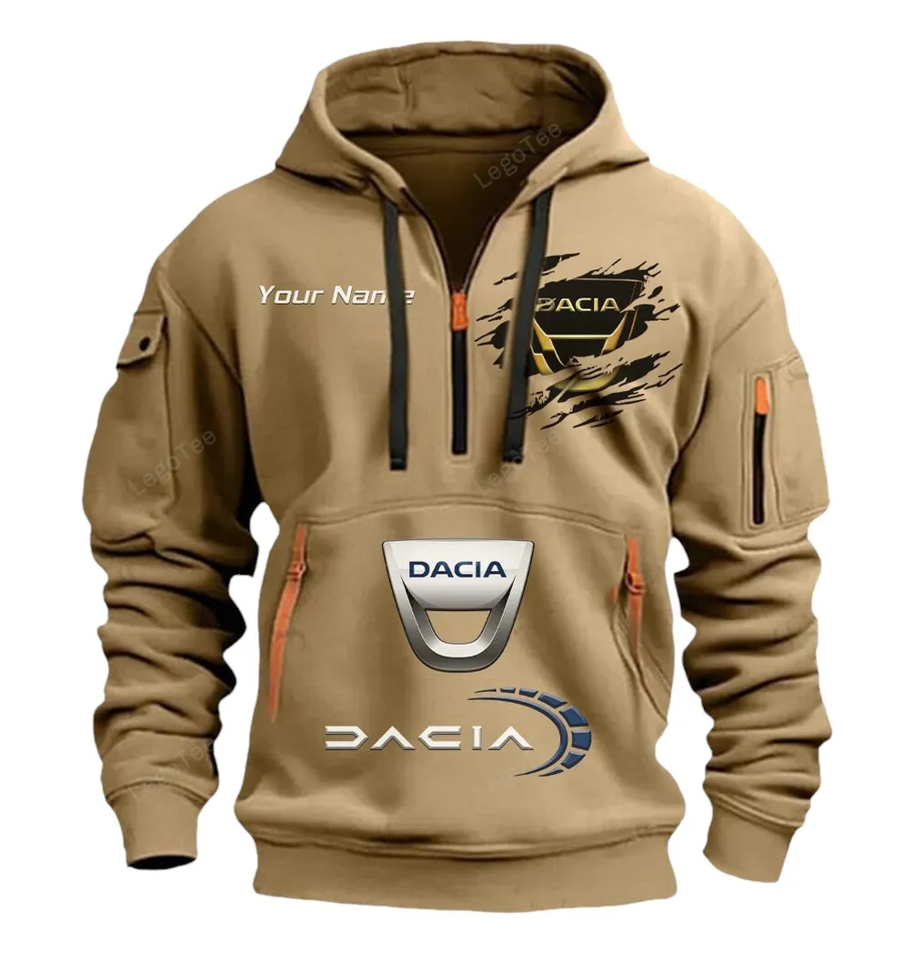 dacia half zip hoodie car113021425845 best gift for him husband boyfriend khaki