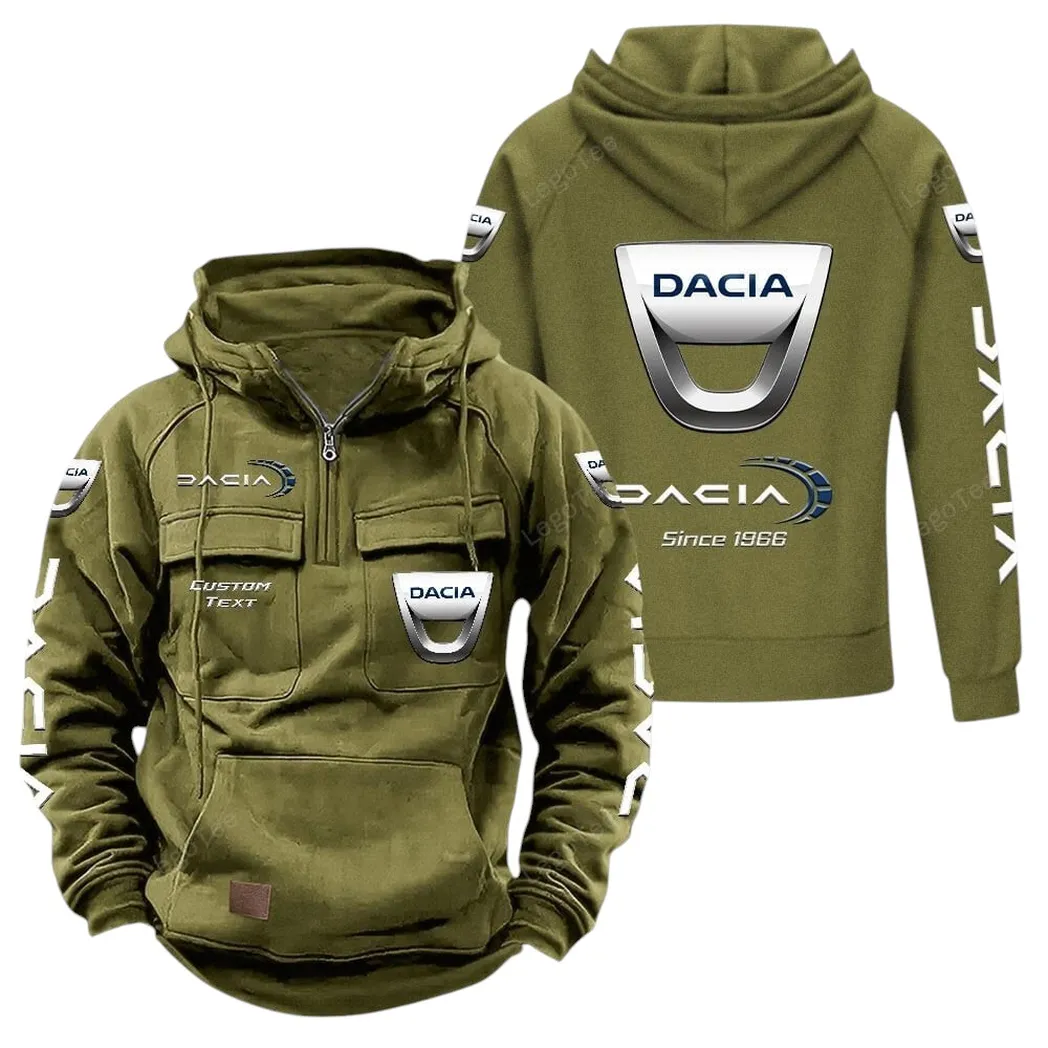 Dacia Tactical Quarter Zip Hoodie, Gift For Dacia Lovers, Gift For Him, Husband, Boyfriend - Army Green CAR96021425717-1