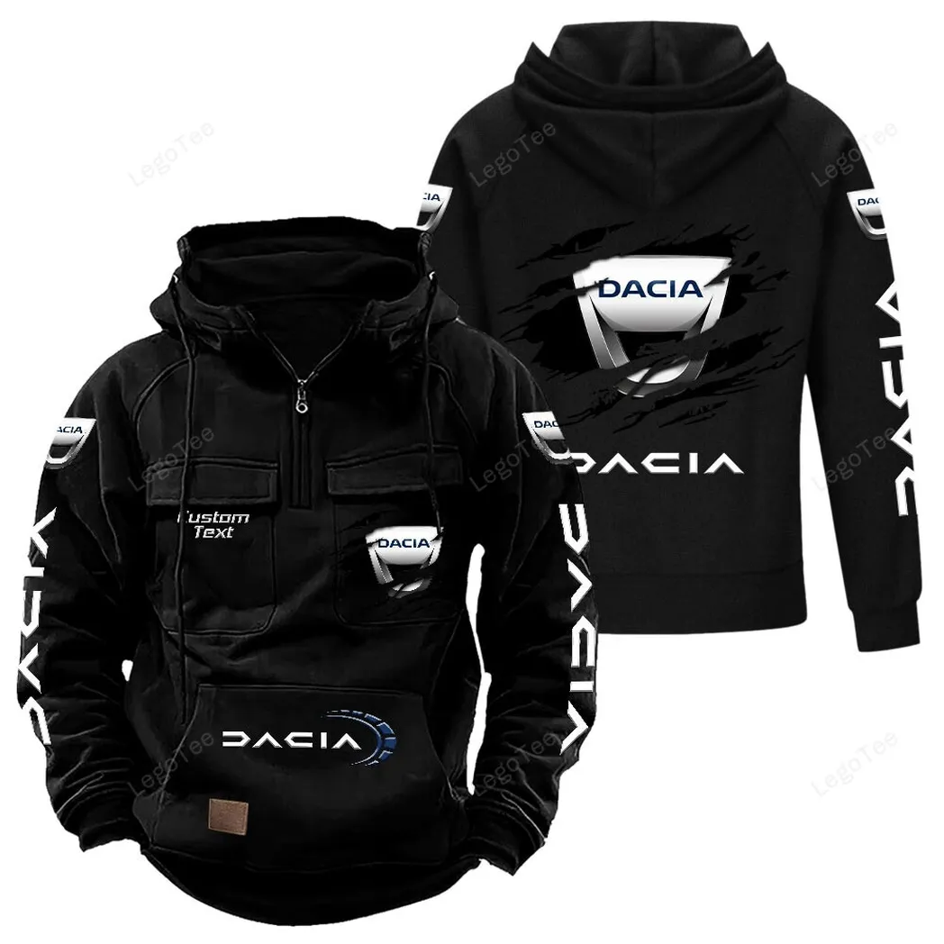 Dacia Tactical Quarter Zip Hoodie, Gift For Dacia Lovers, Gift For Him, Husband, Boyfriend - Black CAR122021425074-2