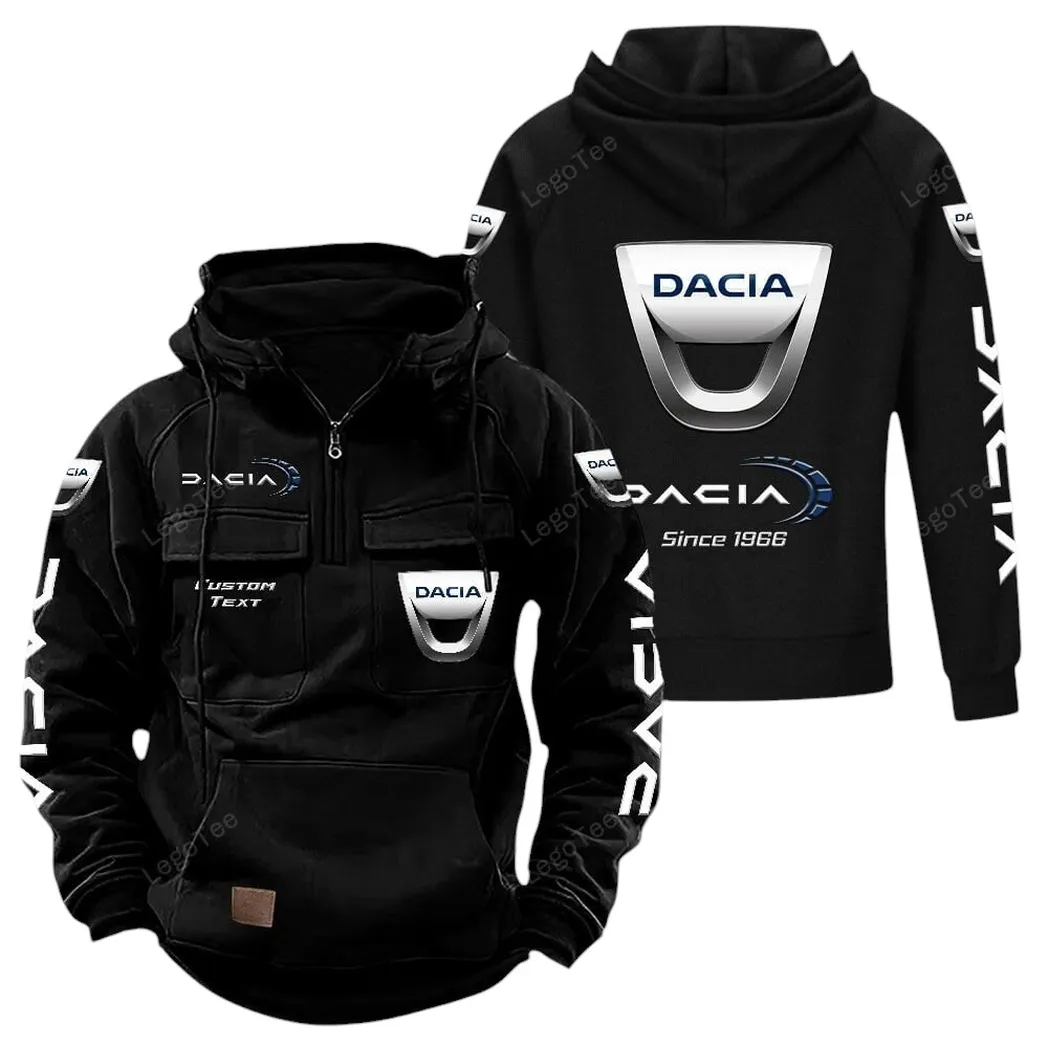Dacia Tactical Quarter Zip Hoodie, Gift For Dacia Lovers, Gift For Him, Husband, Boyfriend - Black CAR96021425717-2