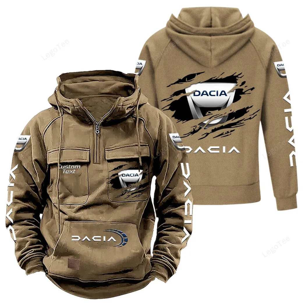 dacia tactical quarter zip hoodie gift for dacia lovers gift for him husband boyfriend khaki car122021425074 4 ytzfk