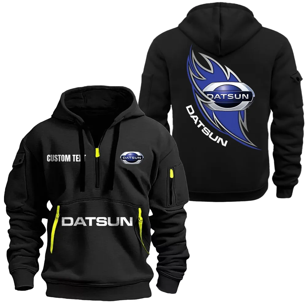 datsun hoodie half zipper car1701112064 car all over print hoodie half zipper black