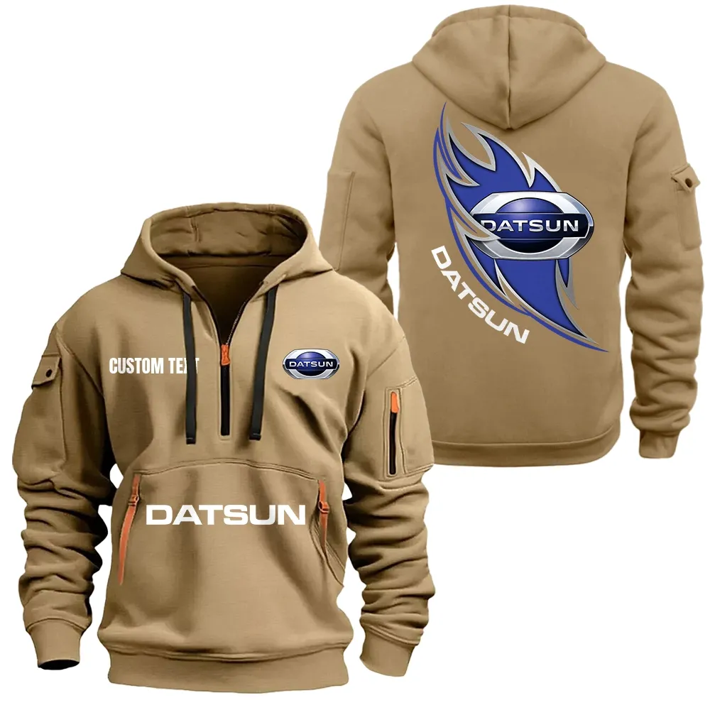 Datsun Hoodie Half Zipper CAR1701112064, CAR All Over Print Hoodie Half Zipper - Khaki