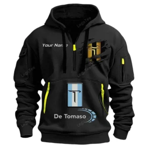 De Tomaso Half Zip Hoodie CAR113021425828, Best Gift for Him, Husband, Boyfriend - Black
