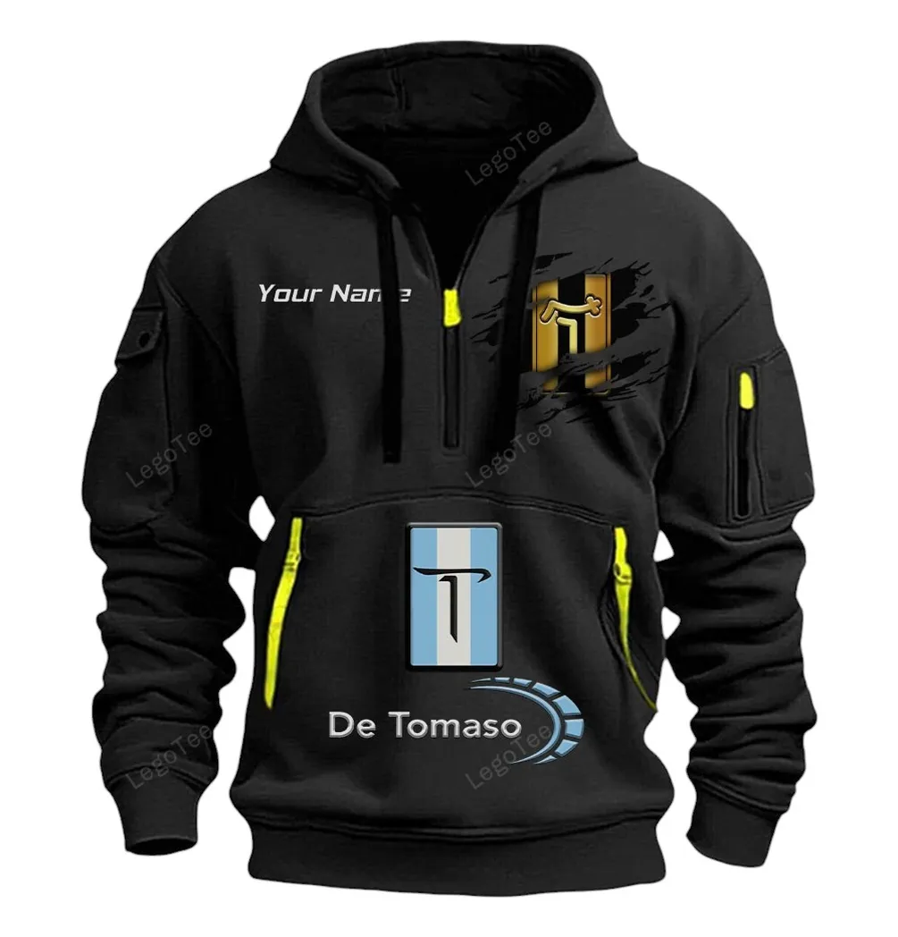 De Tomaso Half Zip Hoodie CAR113021425828, Best Gift for Him, Husband, Boyfriend - Black de tomaso half zip hoodie car113021425828 best gift for him husband boyfriend black