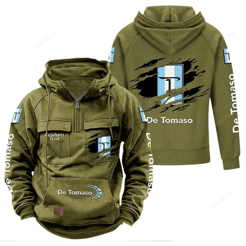 De Tomaso Tactical Quarter Zip Hoodie, Gift For De Tomaso Lovers, Gift For Him, Husband, Boyfriend - Army Green CAR122021425055-1
