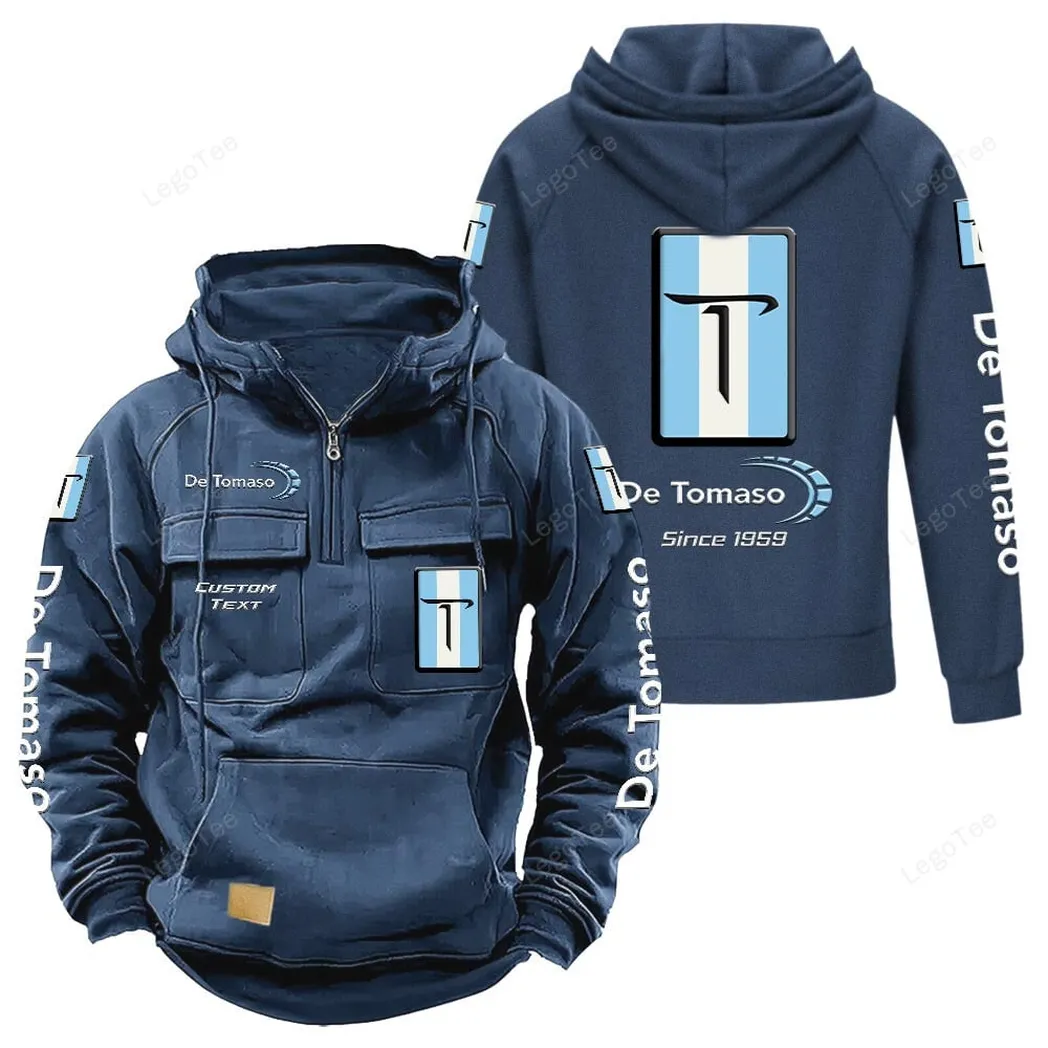De Tomaso Tactical Quarter Zip Hoodie, Gift For De Tomaso Lovers, Gift For Him, Husband, Boyfriend - Dark Blue CAR96021425695-3