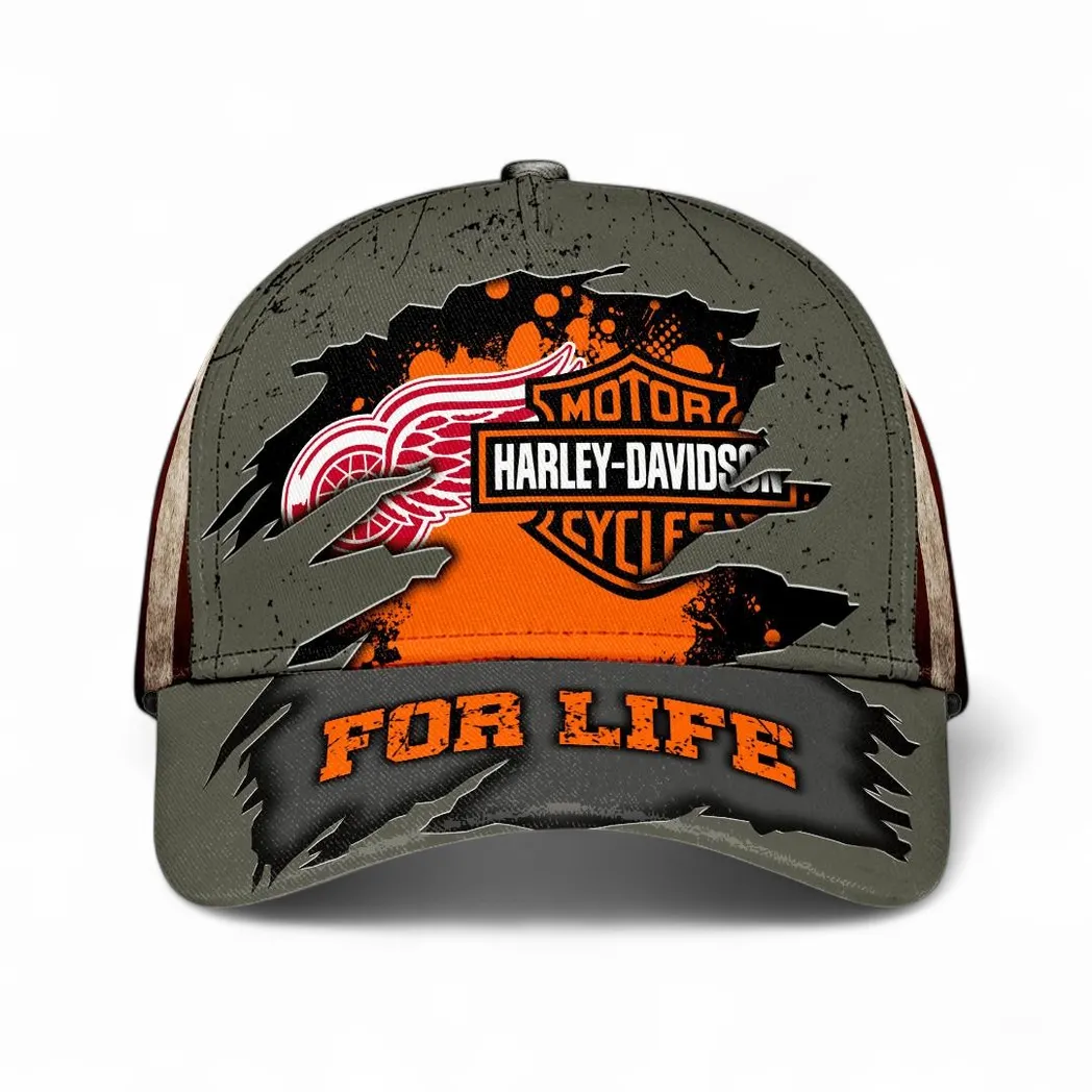 Detroit Red Wings X Harley Davidson Classic Cap, All Over Print Classic Cap Detroit Red Wings X Harley Davidson CAR37604182502