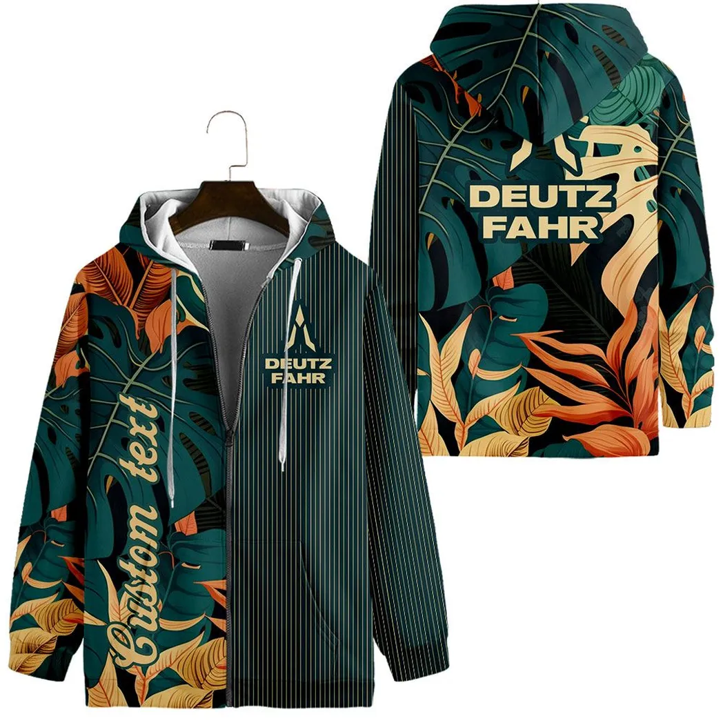 Deutz Fahr Vintage Zip Hoodie Custom All Over Print CAR434041725249