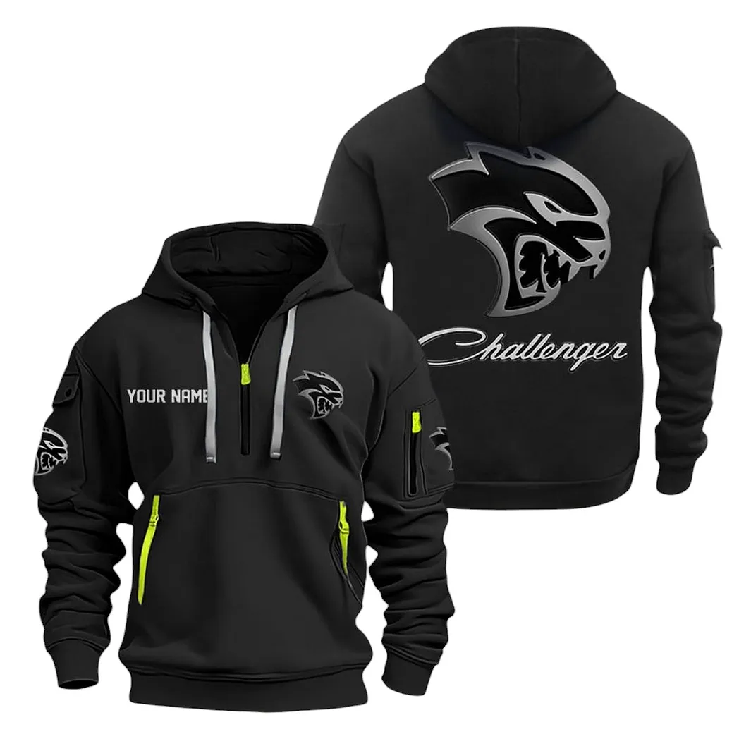 Dodge Challenger Half Zip Hoodie For Men, Gift For Dodge Challenger Lovers CAR20022125717 - Black