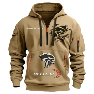 dodge challenger hellcat half zip hoodie car113021425822 best gift for him husband boyfriend khaki iywlp