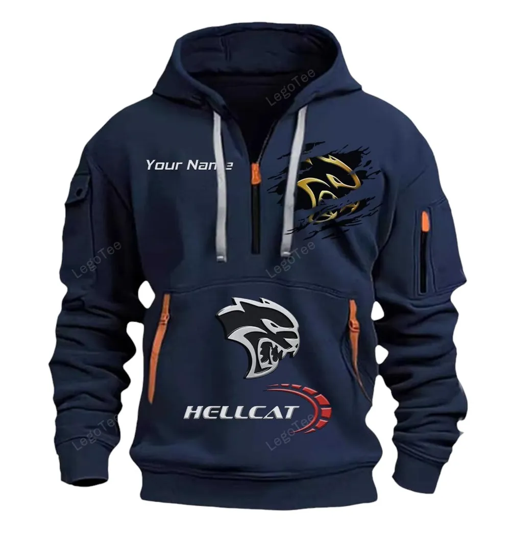 dodge challenger hellcat half zip hoodie car113021425822 best gift for him husband boyfriend navy oncdt