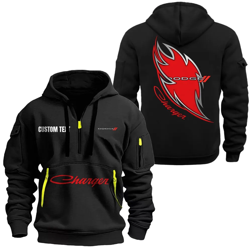 dodge charger hoodie half zipper car1701112067 car all over print hoodie half zipper black z27kj