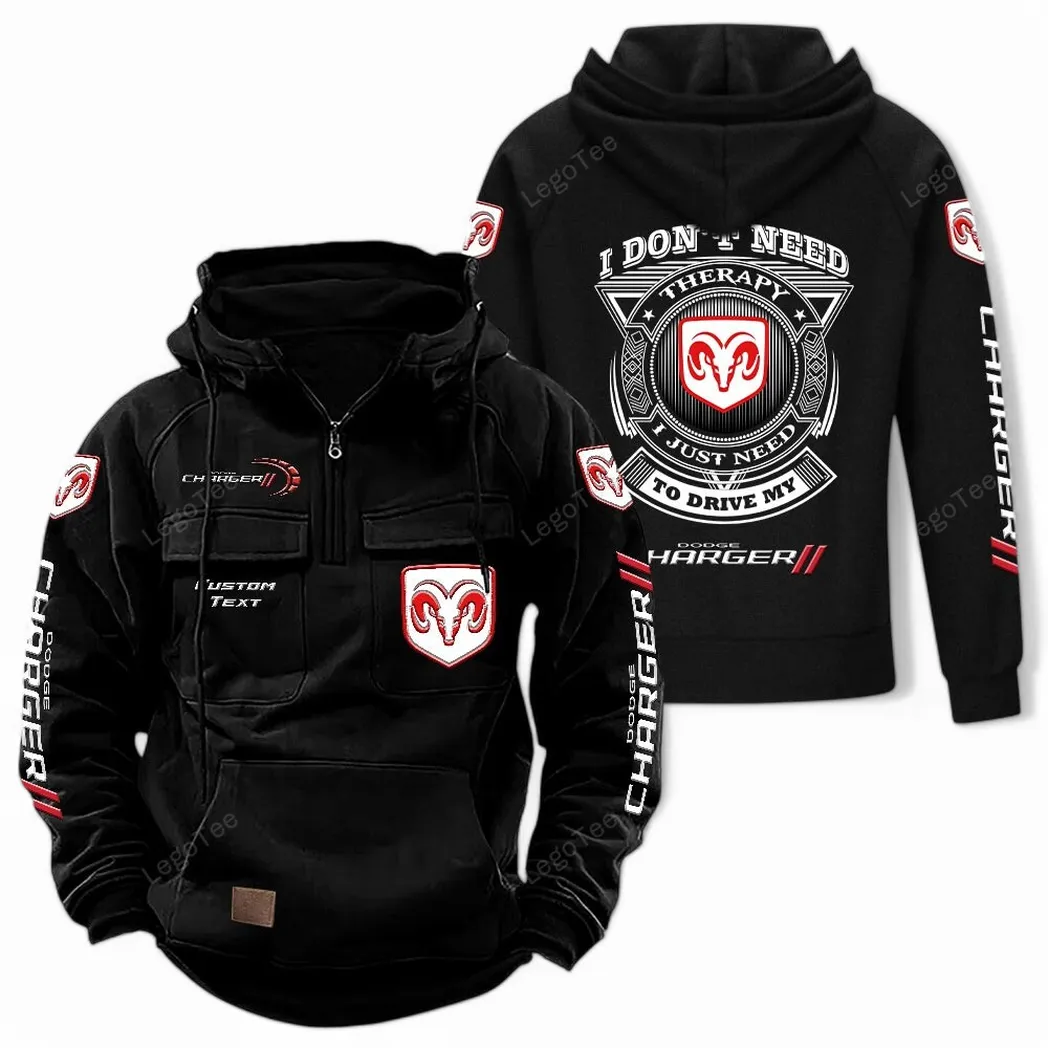 dodge charger tactical quarter zip hoodie car106021525033 gifts for men him husband boyfriend black z9uif