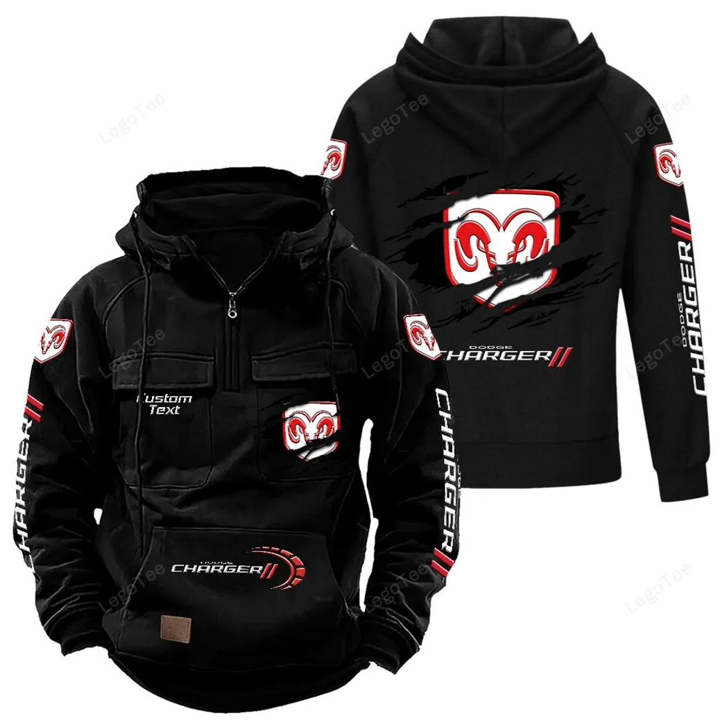 Dodge Charger Tactical Quarter Zip Hoodie, Gift For Dodge Charger Lovers, Gift For Him, Husband, Boyfriend - Black CAR122021425059-2