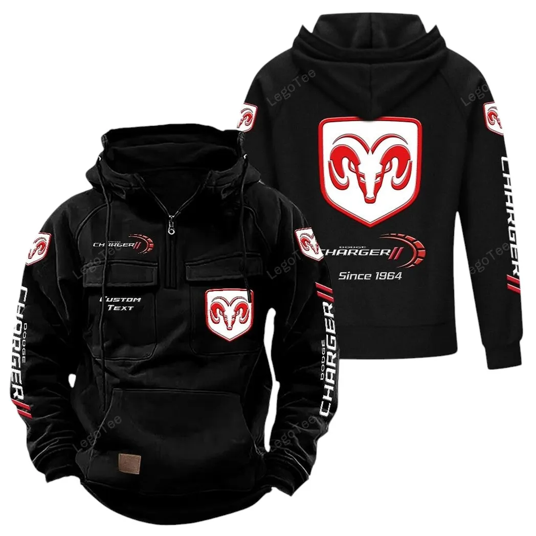 Dodge Charger Tactical Quarter Zip Hoodie, Gift For Dodge Charger Lovers, Gift For Him, Husband, Boyfriend - Black CAR96021425712-2