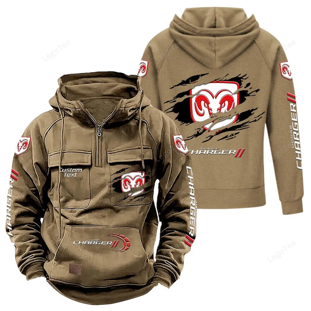 dodge charger tactical quarter zip hoodie gift for dodge charger lovers gift for him husband boyfriend khaki car122021425059 4
