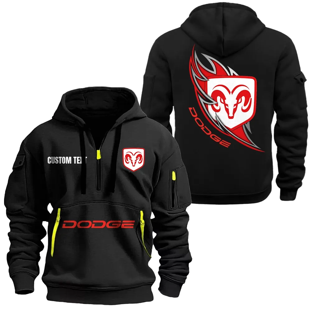 dodge hoodie half zipper car1701112068 car all over print hoodie half zipper black