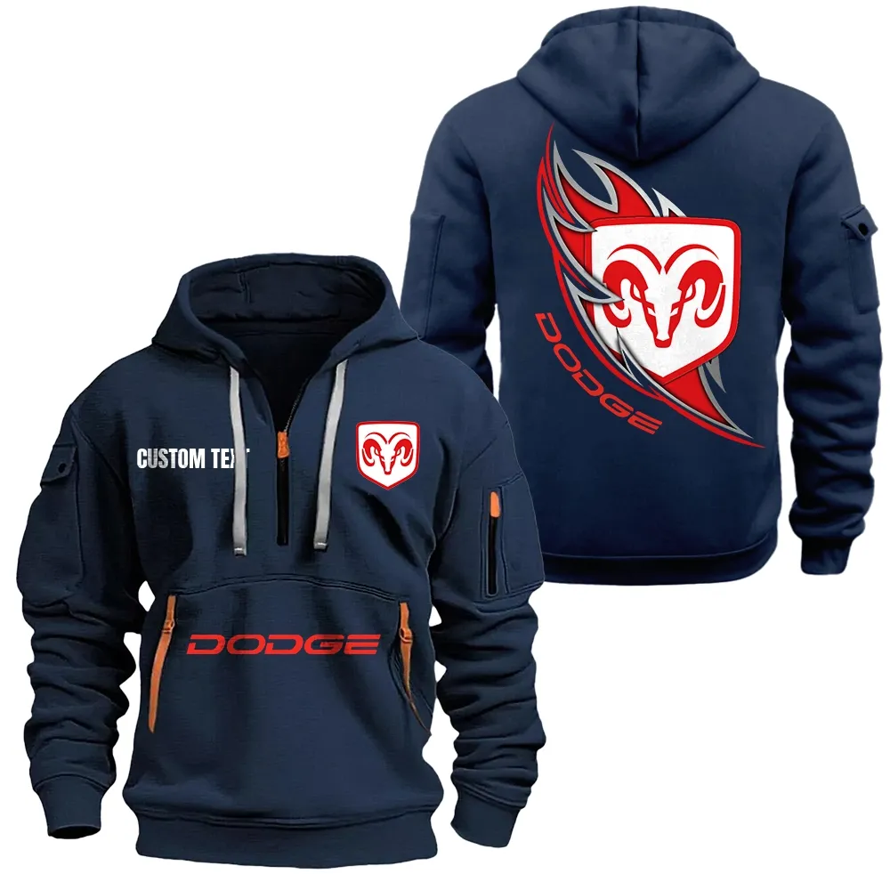 Dodge Hoodie Half Zipper CAR1701112068, CAR All Over Print Hoodie Half Zipper - Navy