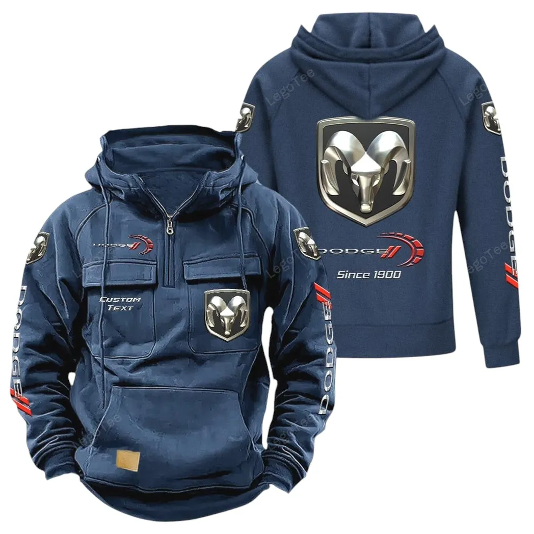 Dodge Tactical Quarter Zip Hoodie, Gift For Dodge Lovers, Gift For Him, Husband, Boyfriend - Dark Blue CAR96021425713-3