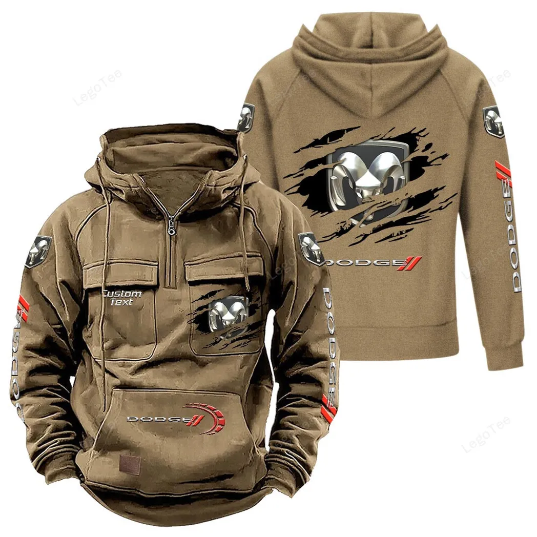 dodge tactical quarter zip hoodie gift for dodge lovers gift for him husband boyfriend khaki car122021425066 4 qvrll