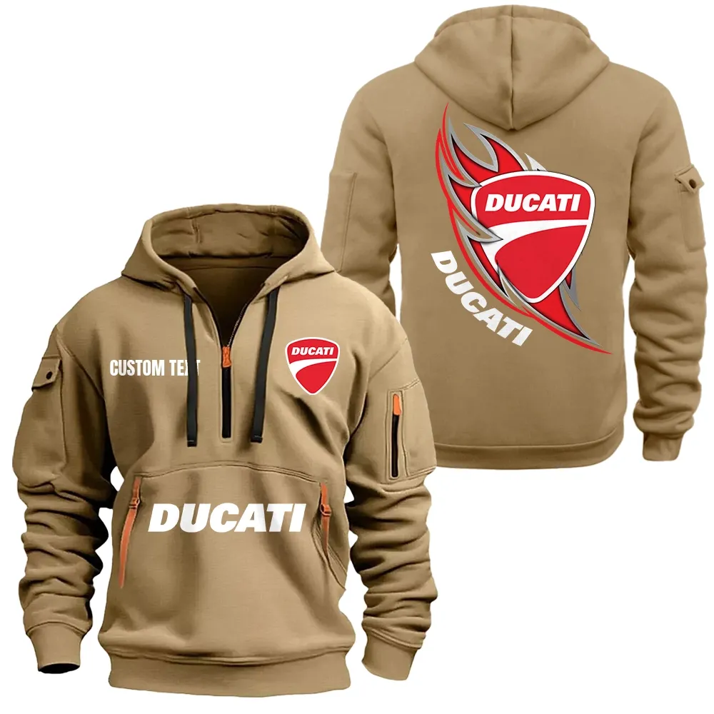 Ducati Hoodie Half Zipper CAR1701112070, CAR All Over Print Hoodie Half Zipper - Khaki