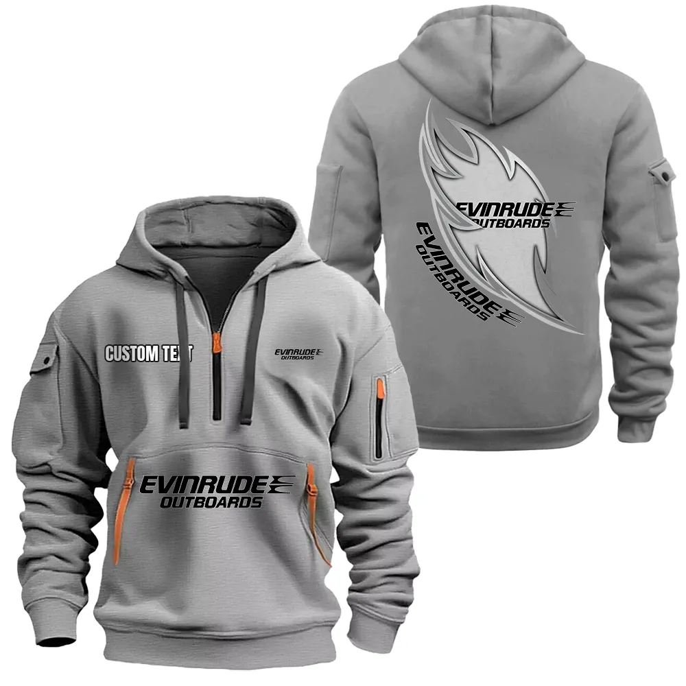 Evinrude Outboard Motors Hoodie Half Zipper CAR1701112071, CAR All Over Print Hoodie Half Zipper - Gray