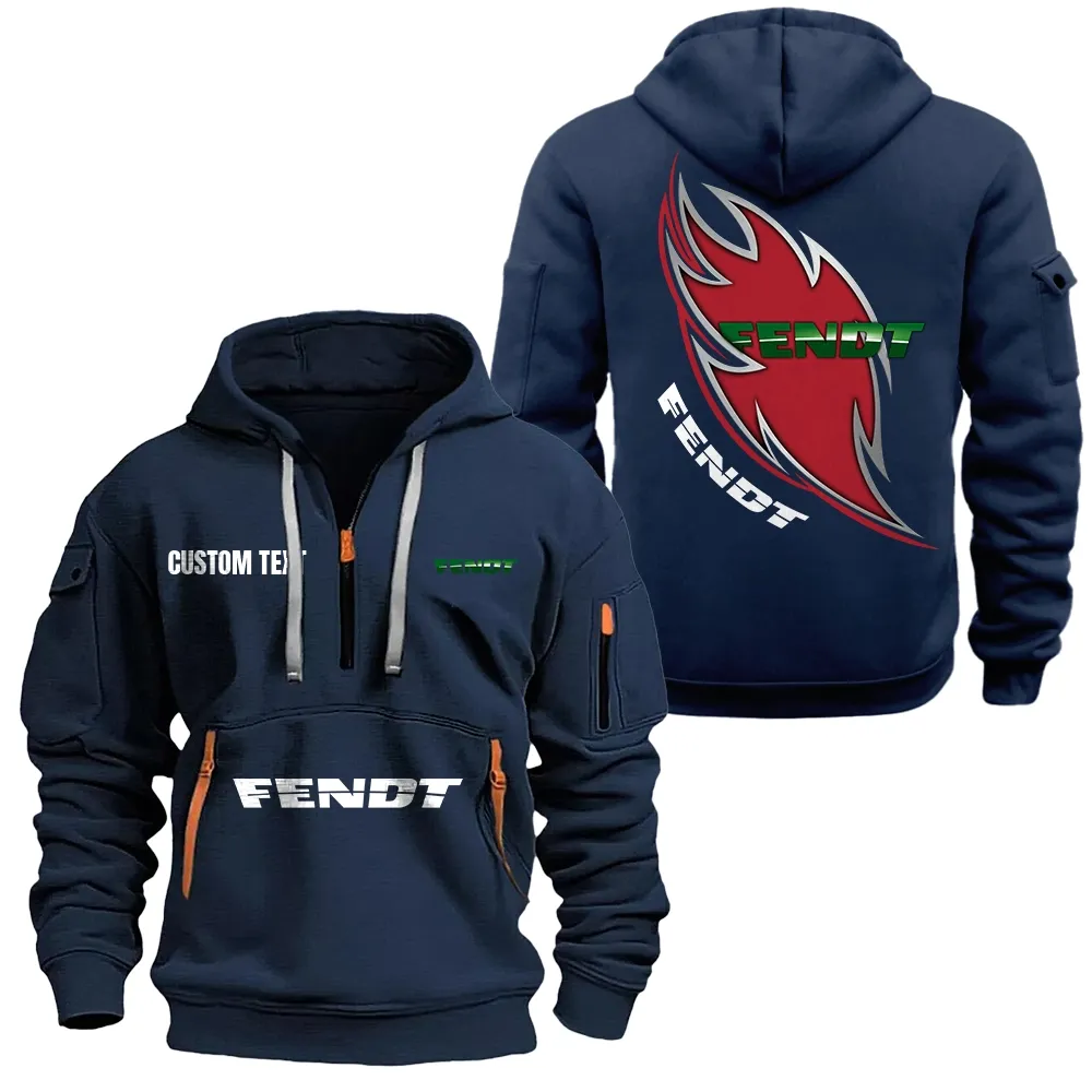 Fendt Hoodie Half Zipper CAR1701112072, CAR All Over Print Hoodie Half Zipper - Navy