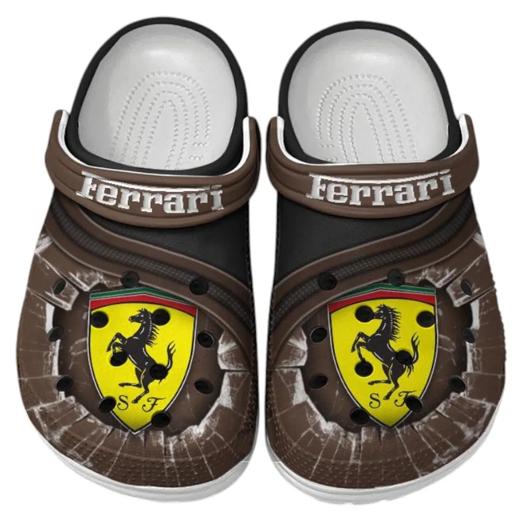 Ferrari Crocs Clogs Men Women, Gift For Ferrari Fan CAR188032025187 - Brown