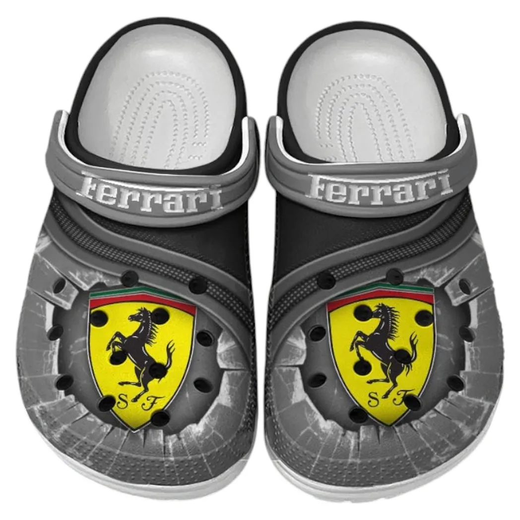 Ferrari Crocs Clogs Men Women, Gift For Ferrari Fan CAR188032025187 - Gray