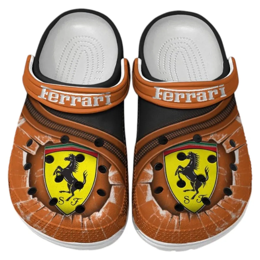Ferrari Crocs Clogs Men Women, Gift For Ferrari Fan CAR188032025187 - Orange