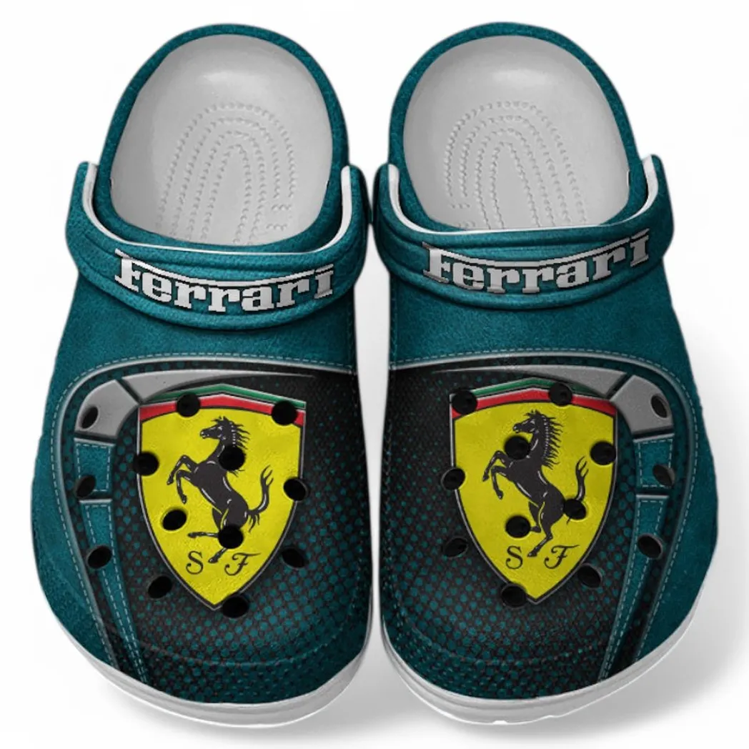Ferrari Crocs Sandals For Men Women, Gift For Ferrari Fan CAR177031425577 - Cyan