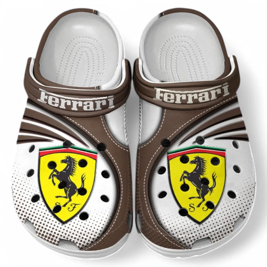 Ferrari Crocs Sandals For Men Women, Gift For Ferrari Fan CAR181031525689 - Brown
