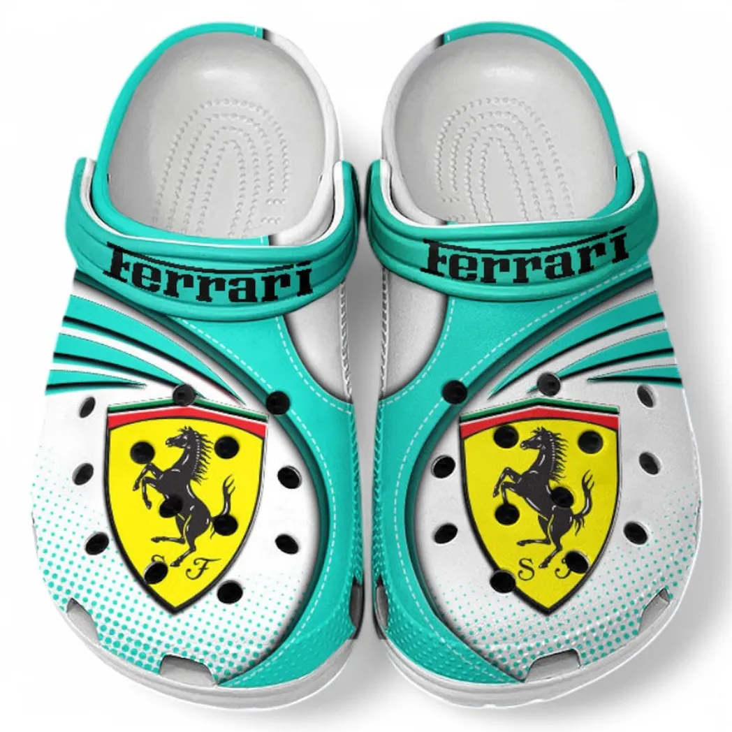 Ferrari Crocs Sandals For Men Women, Gift For Ferrari Fan CAR181031525689 - Cyan