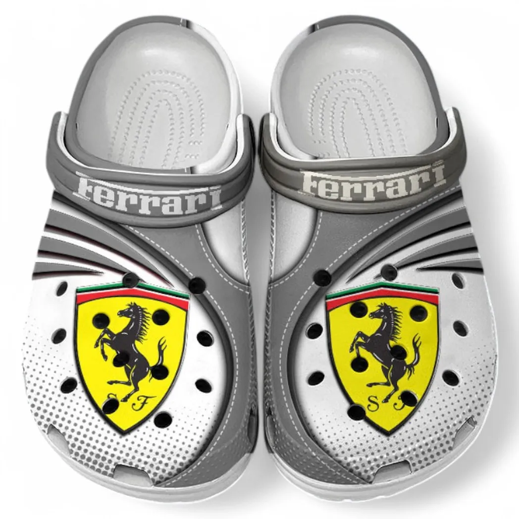 Ferrari Crocs Sandals For Men Women, Gift For Ferrari Fan CAR181031525689 - Gray
