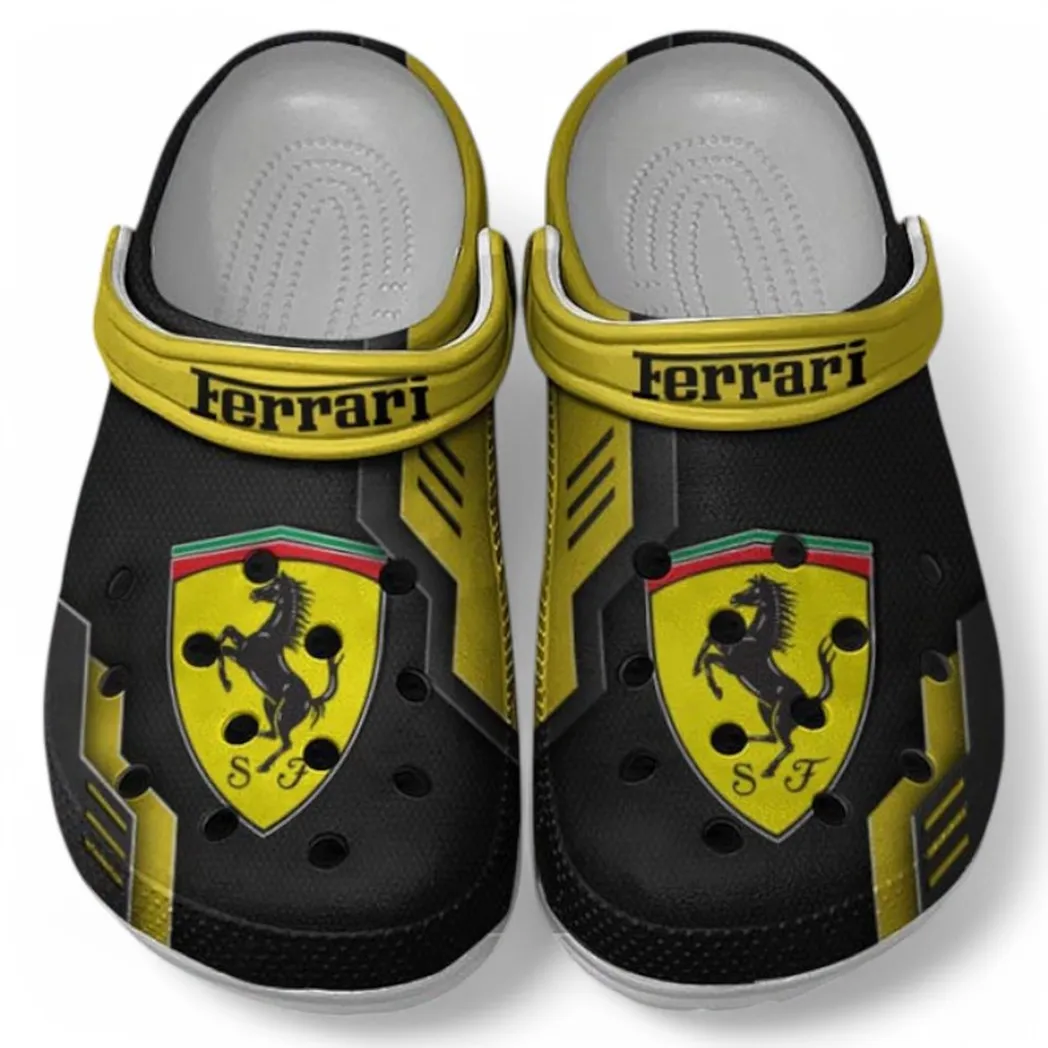 Ferrari Crocs Shoes, Clogs Men Women, Gift For Ferrari Fan CAR185031525258 - Yellow