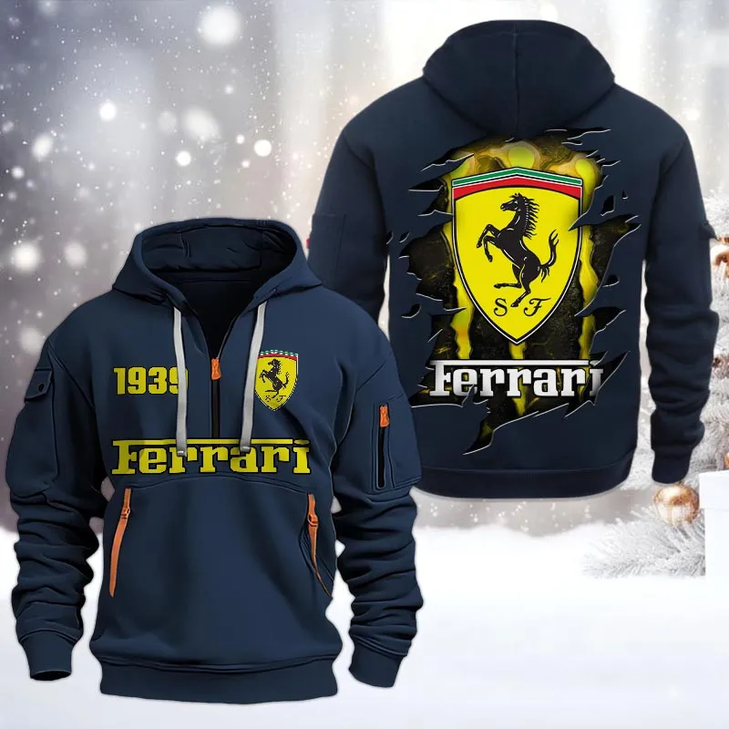 ferrari half zip hoodie all over print half zip hoodies for men car198032740 navy fg1vc
