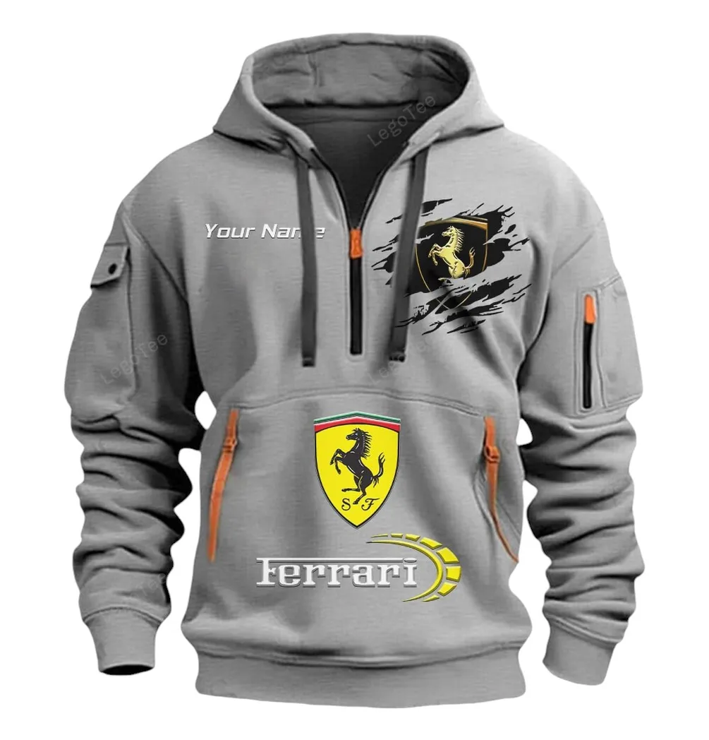 ferrari half zip hoodie car113021425802 best gift for him husband boyfriend gray