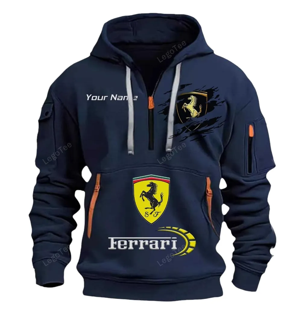 ferrari half zip hoodie car113021425802 best gift for him husband boyfriend navy pvjab
