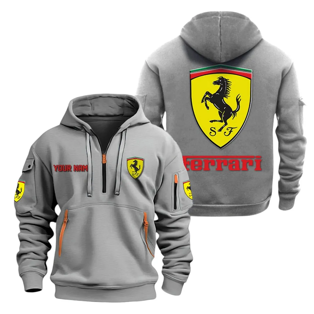 ferrari half zip hoodie for men gift for ferrari lovers car20022125692 gray 7s5fl