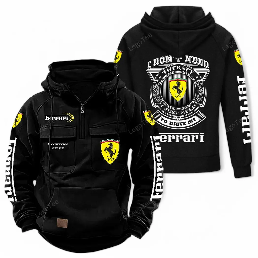 ferrari tactical quarter zip hoodie car106021525026 gifts for men him husband boyfriend black qcfts