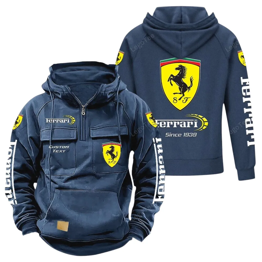 Ferrari Tactical Quarter Zip Hoodie, Gift For Ferrari Lovers, Gift For Him, Husband, Boyfriend - Dark Blue CAR96021425683-3