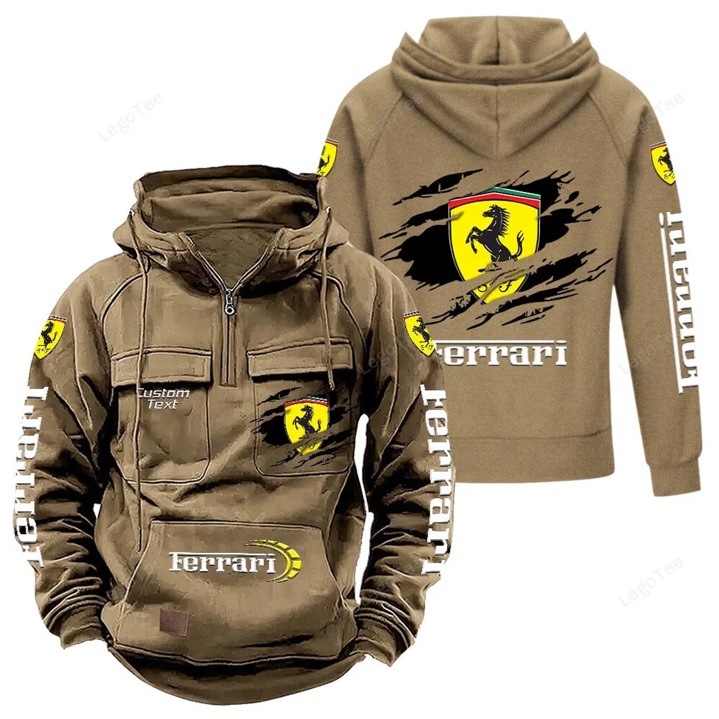 ferrari tactical quarter zip hoodie gift for ferrari lovers gift for him husband boyfriend khaki car122021425022 4 435ay