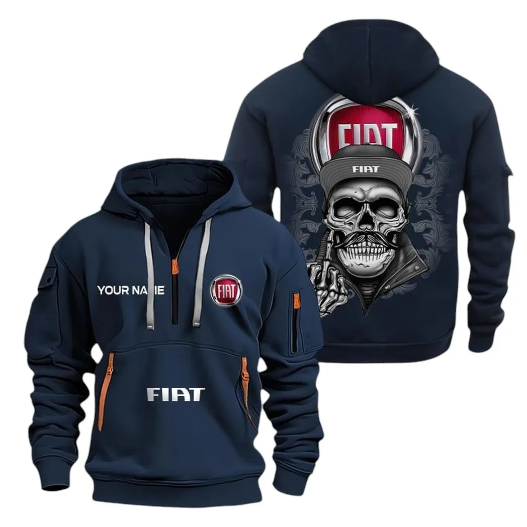 Fiat Half Zip Hoodie For Men, Gift For Fiat Fan CAR166022625135 - Navy
