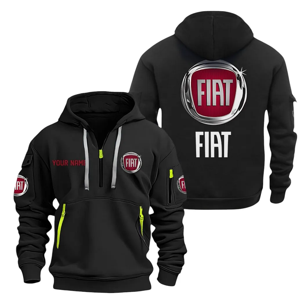 Fiat Half Zip Hoodie For Men, Gift For Fiat Lovers CAR20022125721 - Black