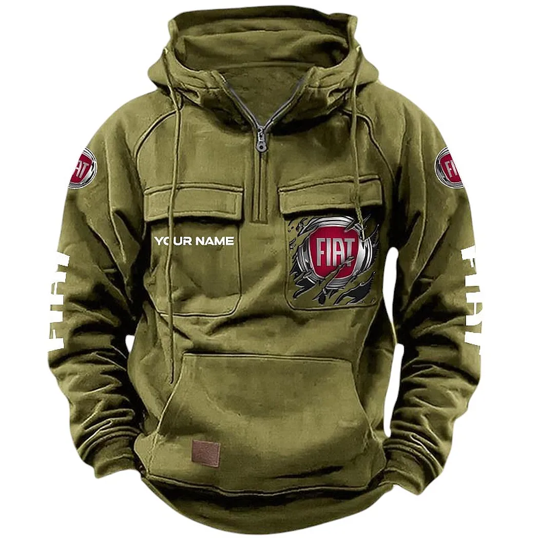 Fiat Hoodie Tactical Quarter Zip, Gift For Fiat Lovers CAR164022425136 - Army Green